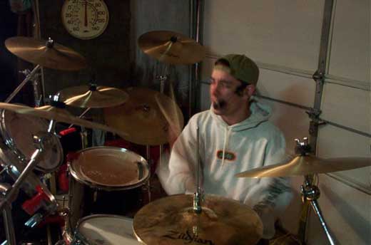 Josh on drums during a band rehearsal