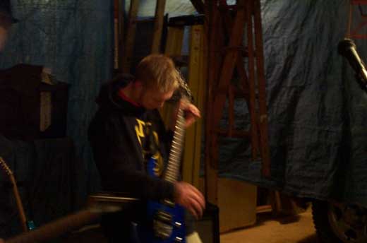 Ernie on guitar during a band rehearsal
